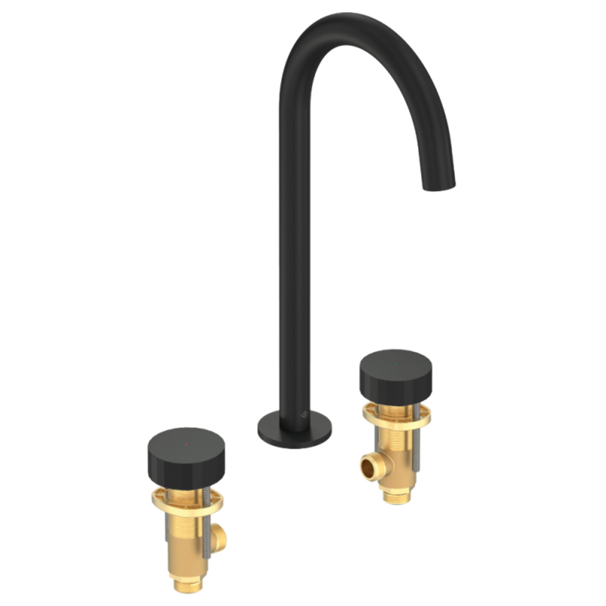 Pack mitigeur lavabo 3 trous XL Grands Boulevards noir mat avec mécanisme complet