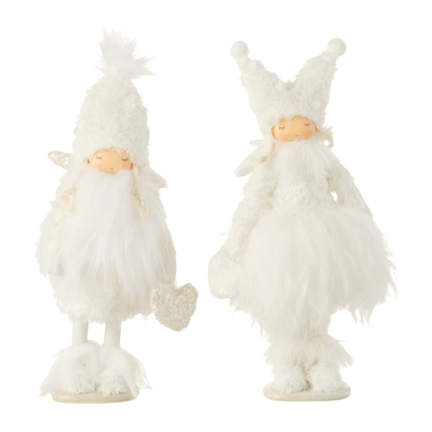 J-Line figurine de Noël Ange Coeur - textile - blanc - small - 2 pcs