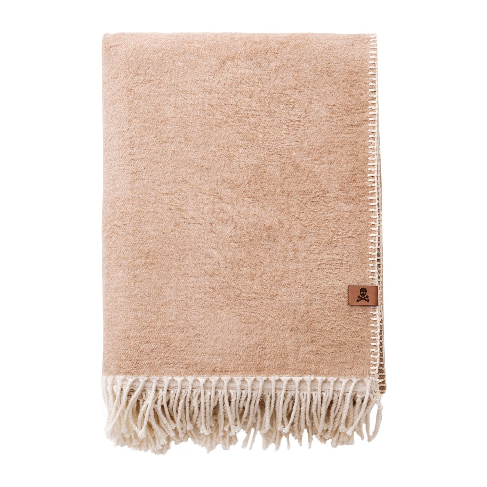Manta color beige 140x190cm 320gsm, 60% algodón y 40% acrílico
