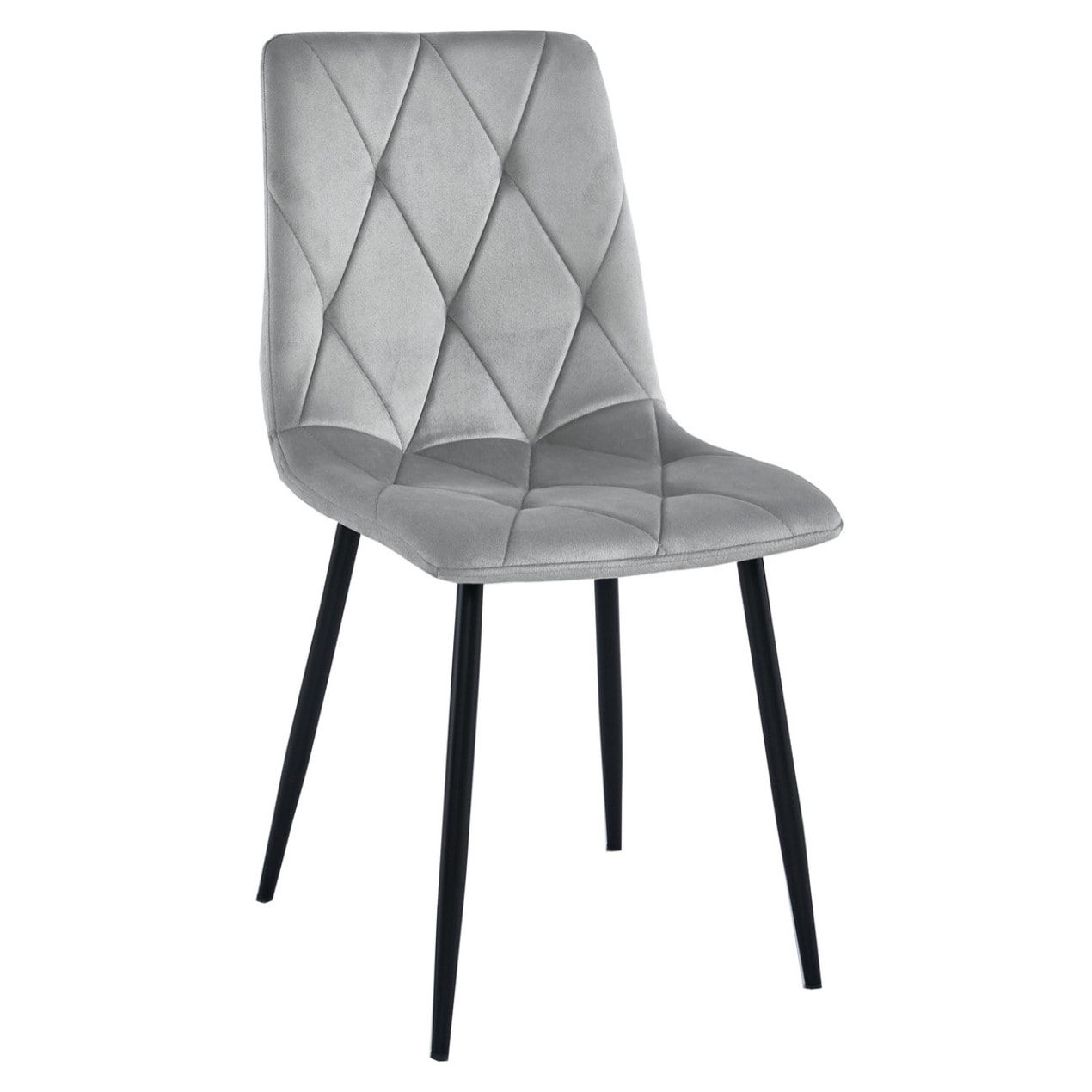 Sedia Libra in Velluto Grigio Argento con Gambe Nere
