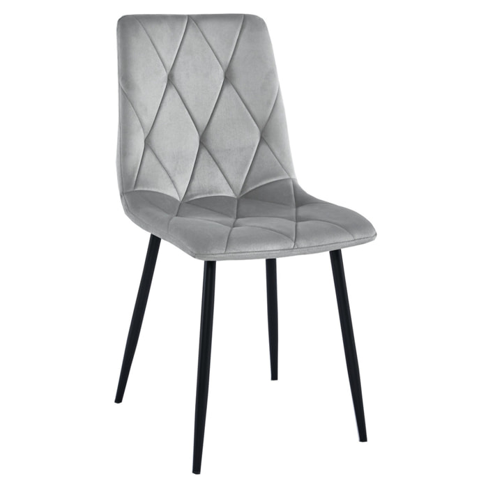 Sedia Libra in Velluto Grigio Argento con Gambe Nere