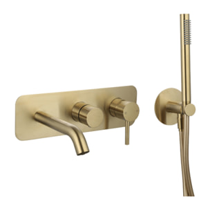 Mitigeur bain douche mécanique mural + douchette 1 jet + corps encastré PAINI Ortence laiton brossé