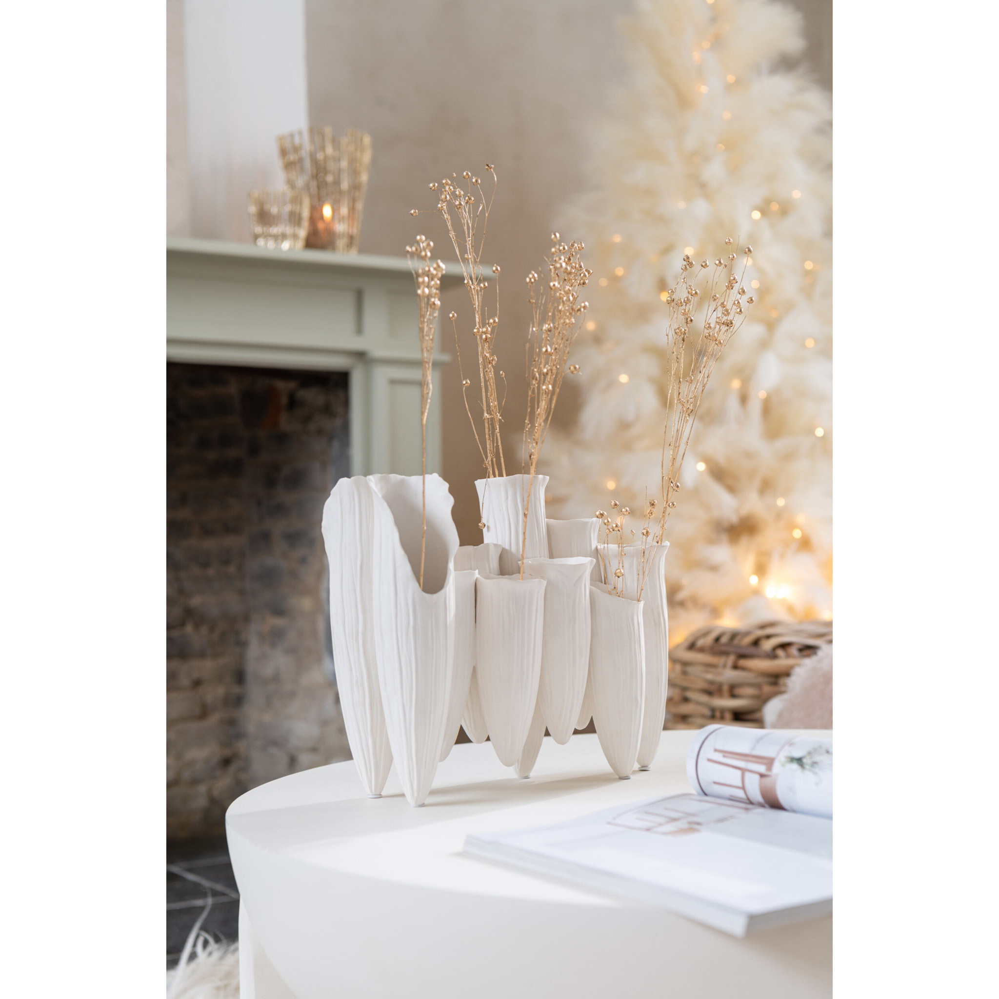 J-Line vase Soliflore Helix Cylindre - céramique - blanc