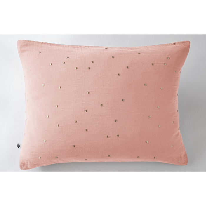 Taie d'oreiller Pois Doré Déco "Gaïa Chic" "Gaze de Coton" - Gaïa Chic Rose Pêche