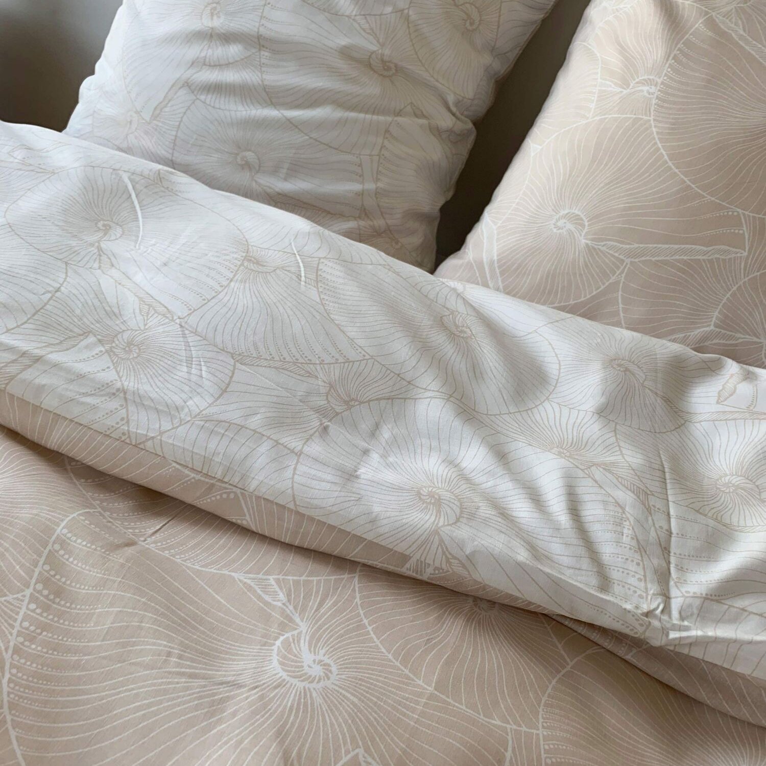 Parure housse de couette 3pcs 100% coton lyocell 57fils plage revers.