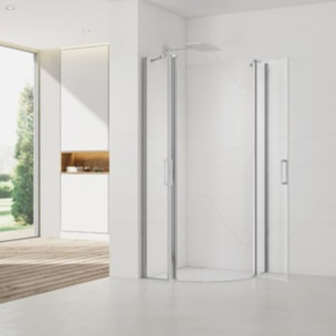 Set Porte de douche 90x196 cm transparente + Profilé pour paroi de douche + Poignée pour porte de douche (SATFUDP90NIKA)