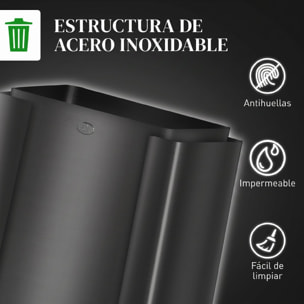 Cubo de Basura de Cocina con 3 Compartimentos 3x15L Papelera de Cocina de Acero Inoxidable con Pedales Tapas de Cierre Suave y Cubo Extraíble para Reciclaje Residuos Restos de Comida Negro