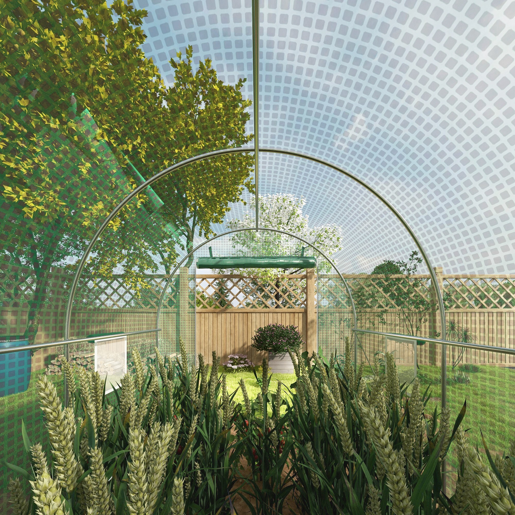 Invernadero de Túnel 400x200x205 cm Invernadero de Jardín con Puerta Enrollable y 6 Ventanas Cubierta PE 140 g/m² Marco de Metal para Cultivo Plantas Verduras Verde