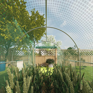 Invernadero de Túnel 400x200x205 cm Invernadero de Jardín con Puerta Enrollable y 6 Ventanas Cubierta PE 140 g/m² Marco de Metal para Cultivo Plantas Verduras Verde