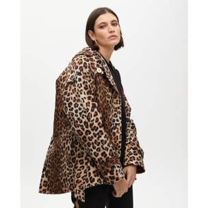 Trench corto animalier con cintura