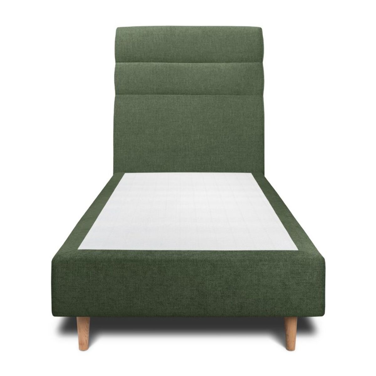 Lit avec tête de lit bandes horizontales tissu et sommier tapissier Ep20