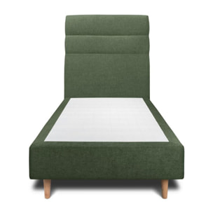 Lit avec tête de lit bandes horizontales tissu et sommier tapissier Ep20