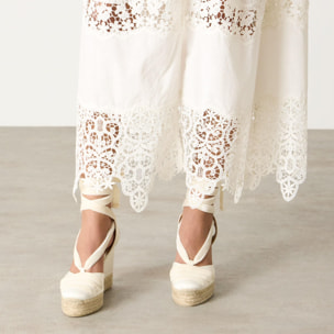 Alpargatas de cuña de mujer Cersei en raso con doble plataforma