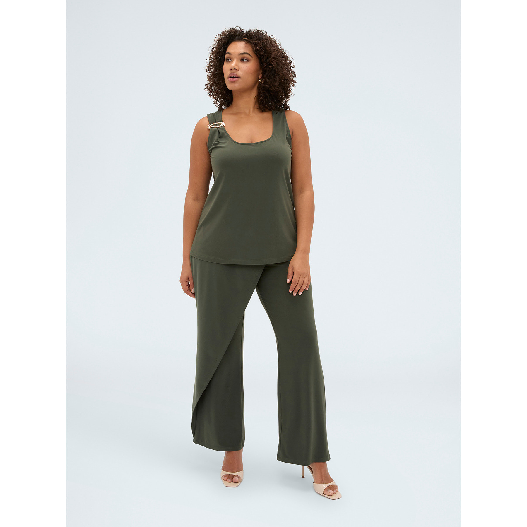 Fiorella Rubino - Top de jersey con aplicación joya - Verde militare