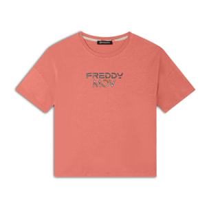 T-shirt Cropped con Spacchi Laterali