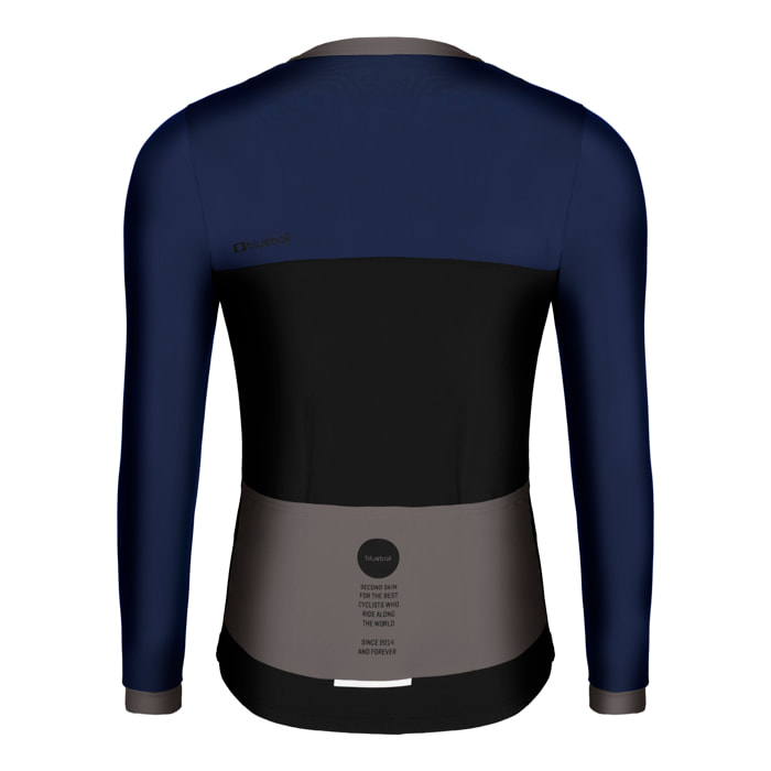 camiseta ciclismo hombre manga larga azul /negro