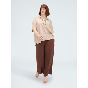 Fiorella Rubino - Camisa boxy en mezcla de viscosa - Beige