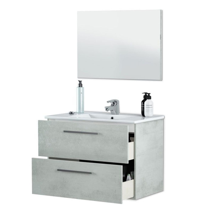 Mueble de baño Aruba 2 cajones + espejo Cemento