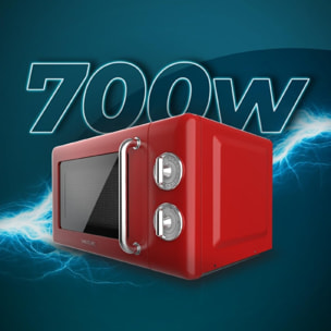 Cecotec Micro-Ondes Mécanique Proclean 3010 Rouge Rétro 20 L. 700 W sur 6 Niveau