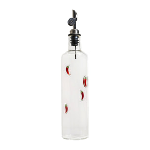 Huilier - HOME DECO FACTORY - Piment - Verre Artisanal - Transparent et Rouge