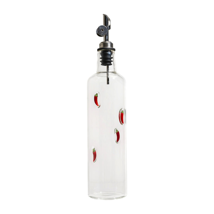 Huilier - HOME DECO FACTORY - Piment - Verre Artisanal - Transparent et Rouge