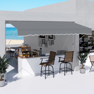 Toldo Manual Retráctil 4x1,2 m, Toldo Exterior Terraza Enrollable, Altura Ajustable 170-280 cm, con Manivela, Anti-UV e Impermeable, Sin Taladro, para Balcón, Jardín, Gris Oscuro