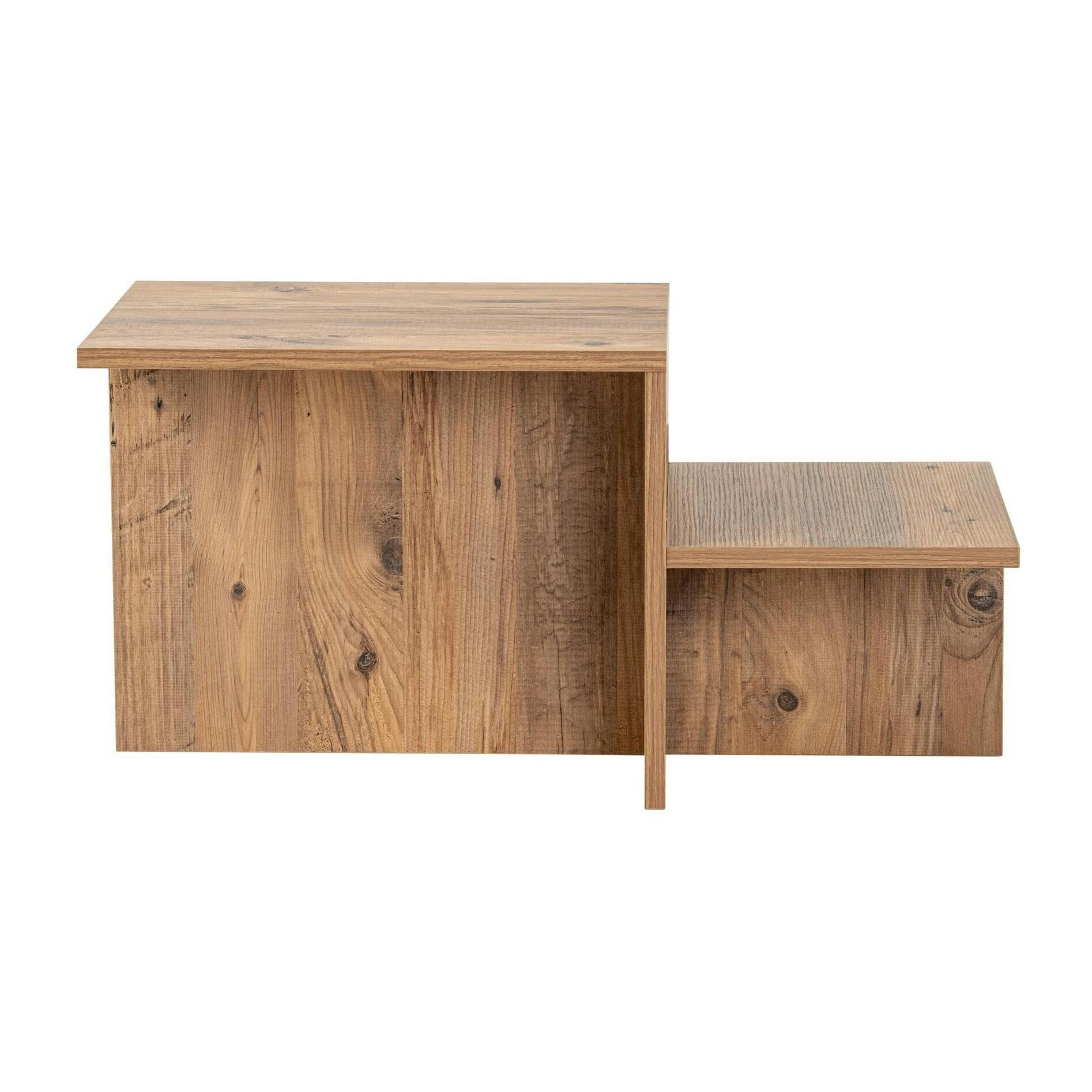 Table basse moderne effet bois naturel - 2 niveaux MARFA