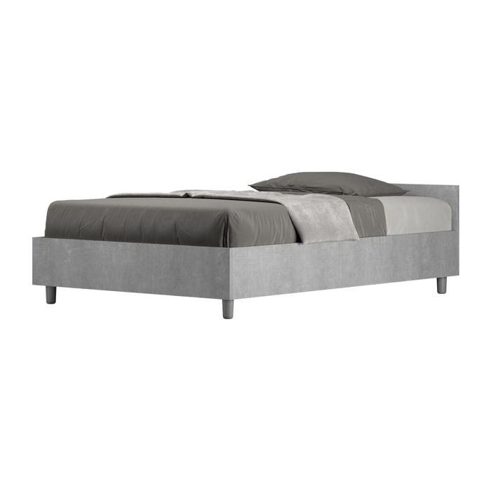 Letto una piazza e mezza contenitore 120x190 cemento Nuamo
