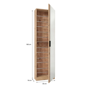 Zapatero alto de 1 puerta con espejo en alpine oak 180x50 cm Roma Alpine Oak