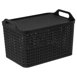 Panier ajouré plastique avec couvercle 24L noir