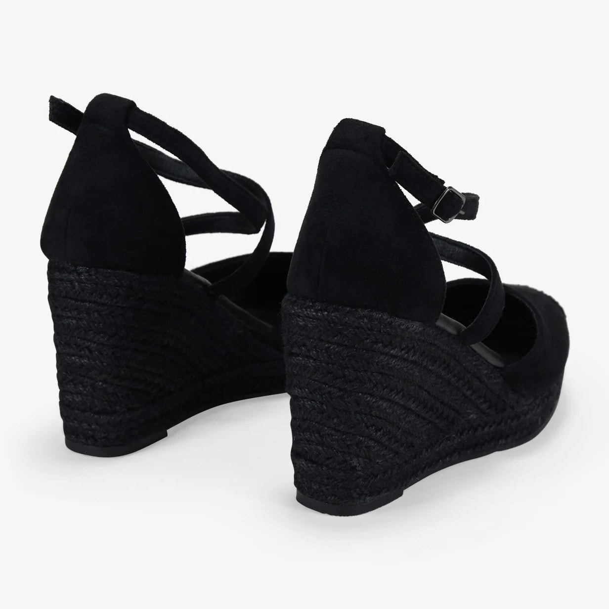 Alpargatas de cuña negras con esparto