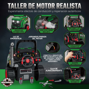 AIYAPLAY Juguete de Motor de Camión para Niños, Volante de Juguete con Vapor, Luces y Sonidos, Set de Reparación Mecánico Desmontable, Regalo Educativo para Niños y Niñas de 3-6 Años, Verde