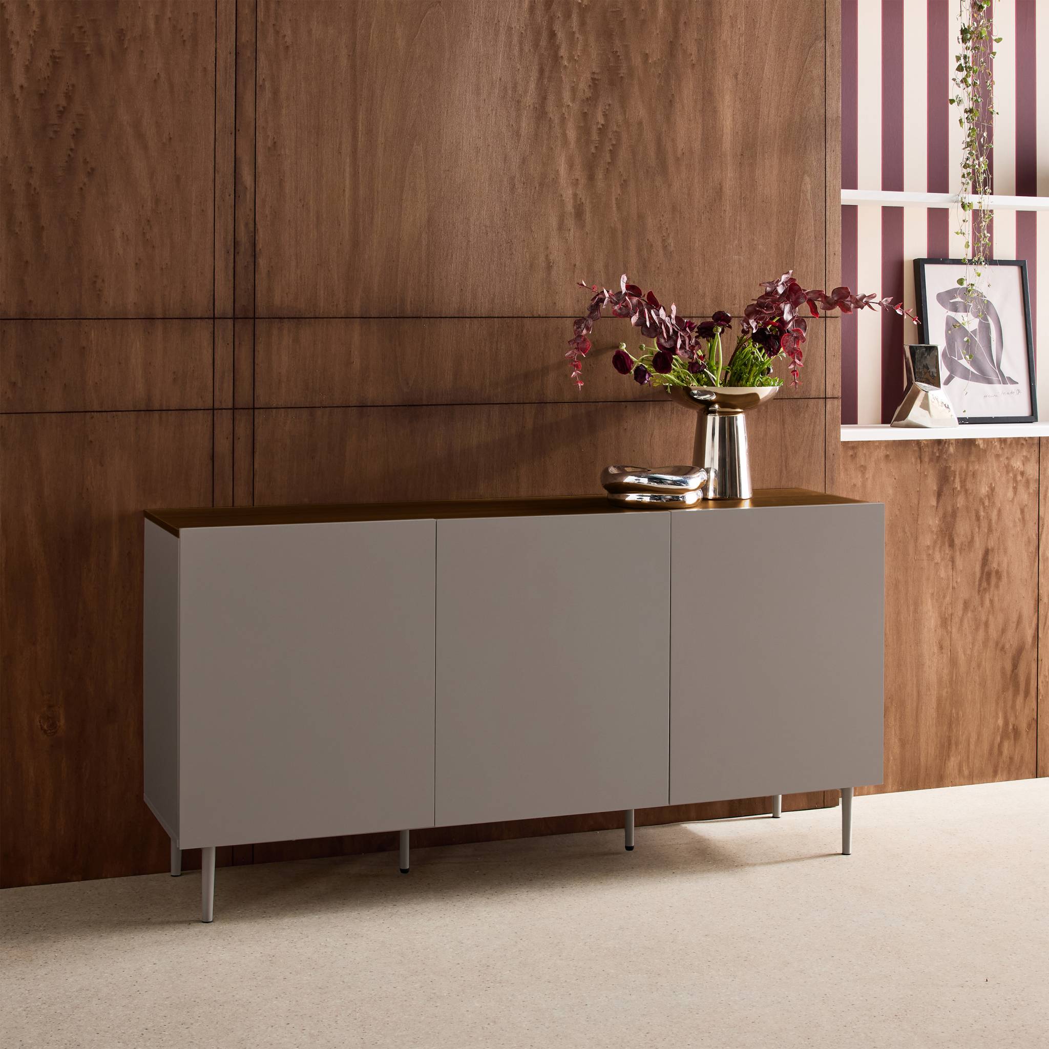 Buffet métal et décor bois 3 portes 150cm ASHTON