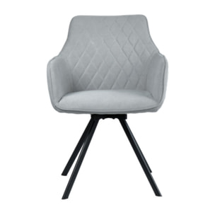 Chaise pivotante 360 en lin accoudoirs et pieds en métal noir - BERLIN