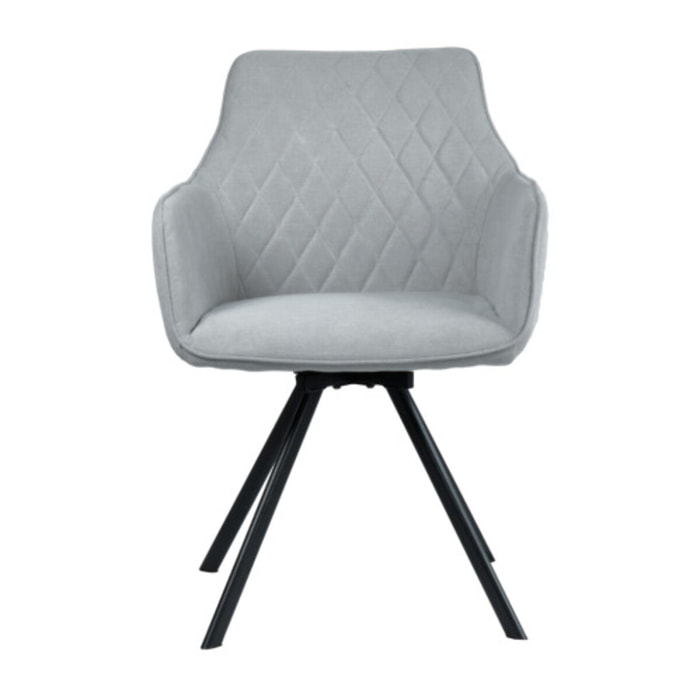 Chaise pivotante 360 en lin accoudoirs et pieds en métal noir - BERLIN