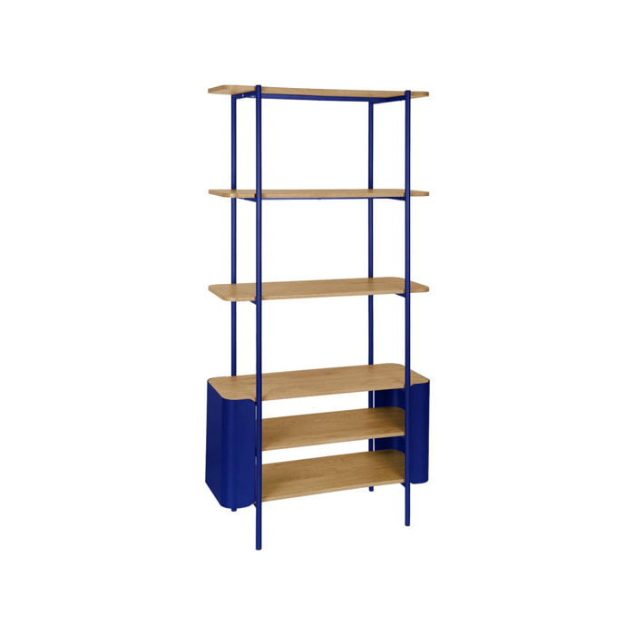 Etagère bibliothèque métal courbé et décor bois 6 niveaux MOLTO