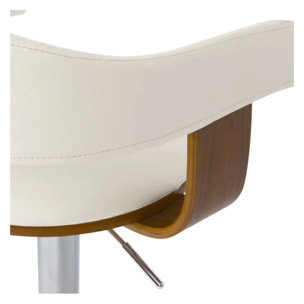Chaise de bar réglable et pivotante 62/84 cm en cuir synthétique blanc - Harold