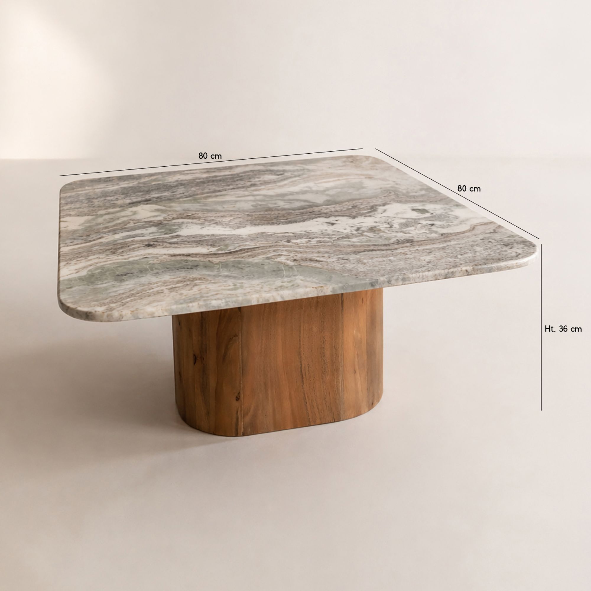 Table basse en marbre gris et pied en bois d'acacia  BERGEN