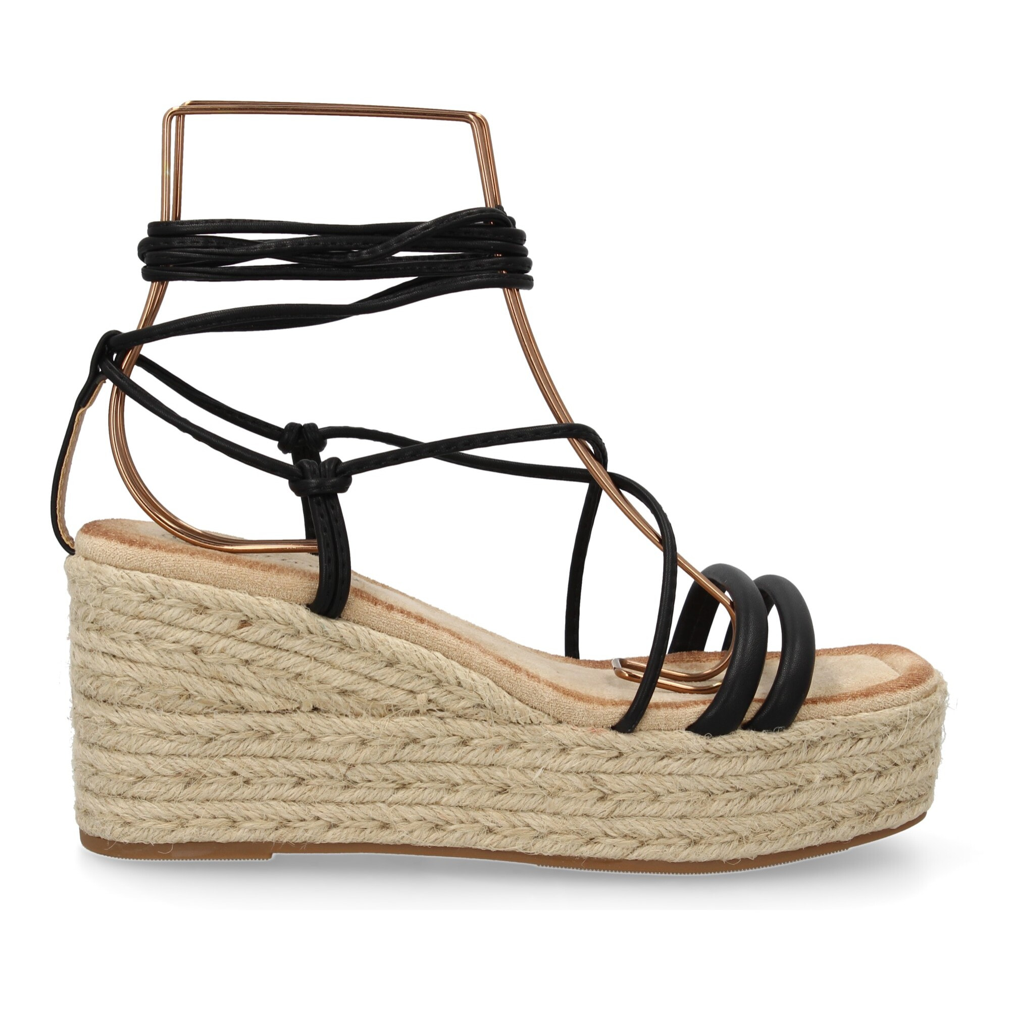 Sandalia de cuña de yute para mujer, comodas y elegantes, diseño moderno con tiras cruzadas