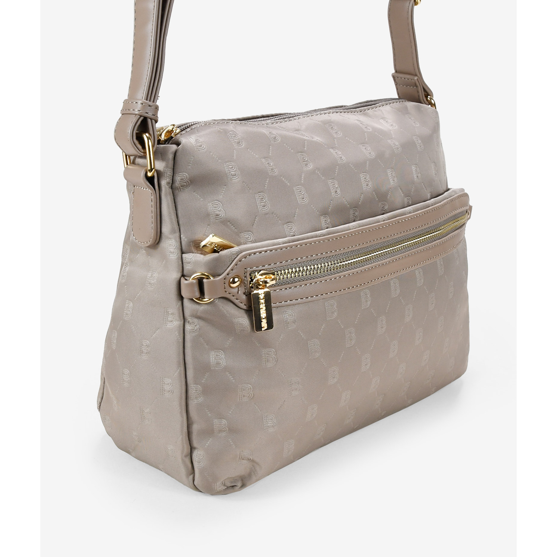 Bolso bandolera taupe en nailon