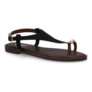 Sandalia plana empeine cubierto mujer