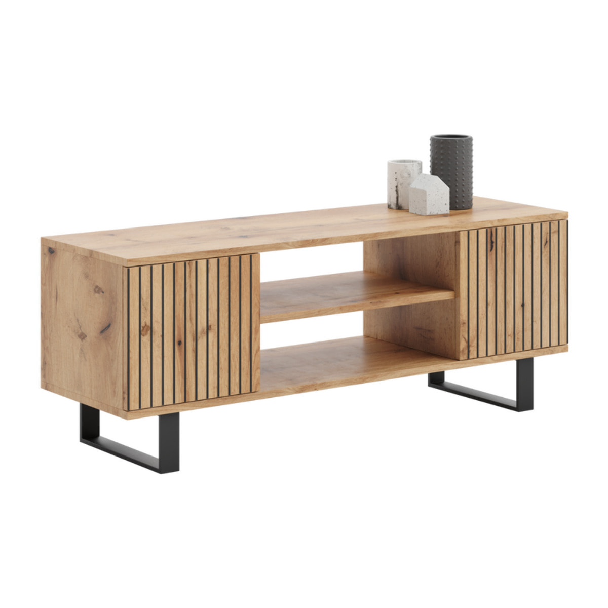 Mobile Porta TV Focus Loft in Quercia con Effetto Lamelle