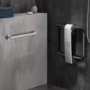 Siège de douche PMR PELLET Design escamotable gris anthracite piètement aluminium époxy gris