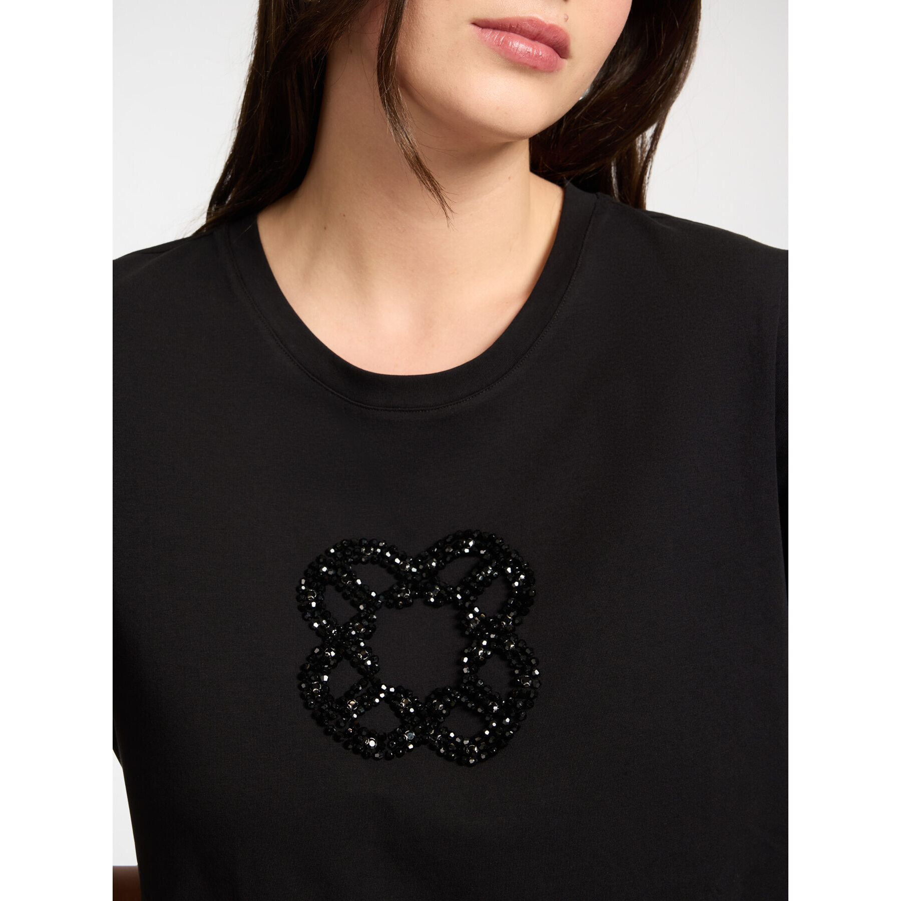 Elena Mirò - Camiseta con bordado Monogram - Negro