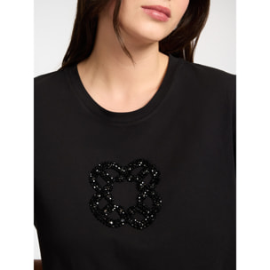 Elena Mirò - Camiseta con bordado Monogram - Negro