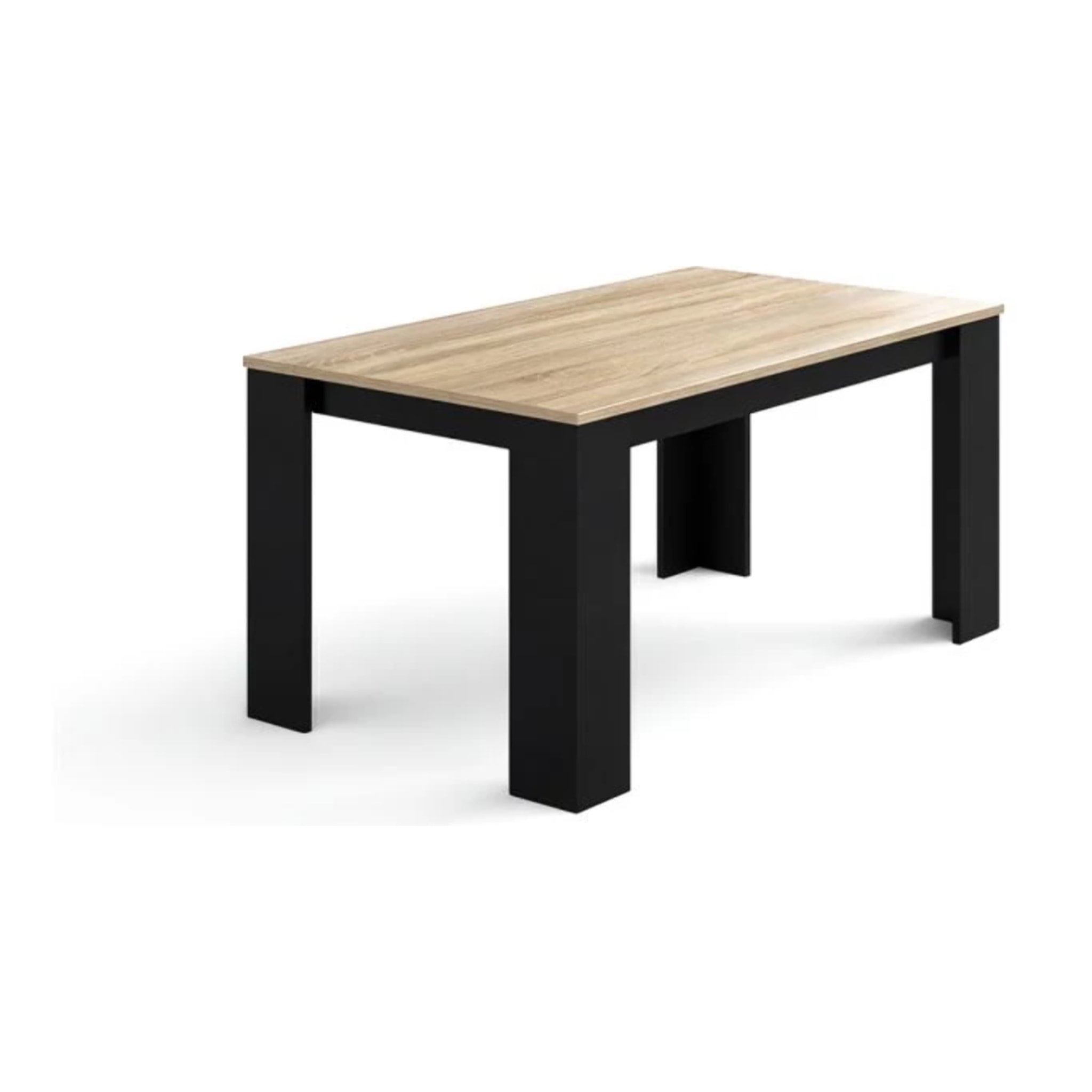Mesa de comedor Naya en negro y roble canadian 140X80 cm Negro - Roble Canadian