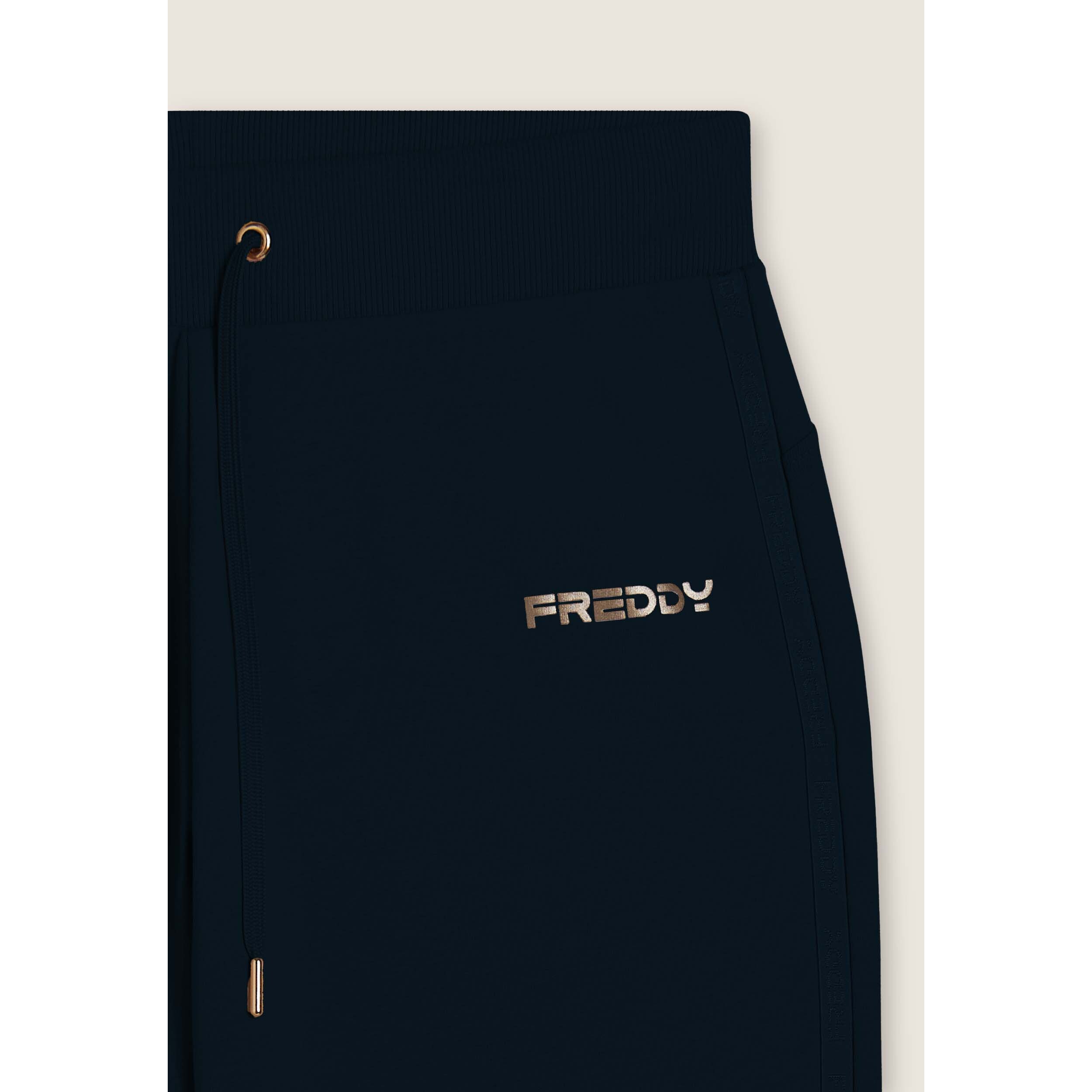 Pantaloni con fondo a costina e bande logate