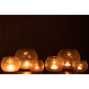 J-Line bougeoir Boule Craquele - verre - mauve - large - 2 pcs