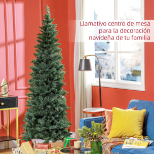 Árbol de Navidad Estrecho 210 cm Árbol de Navidad Tipo Lápiz con Base Plegable y 687 Ramas para Dormitorio Oficina Verde