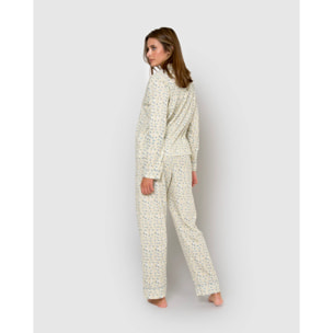 Pijama largo camisero algodón domana azul agua